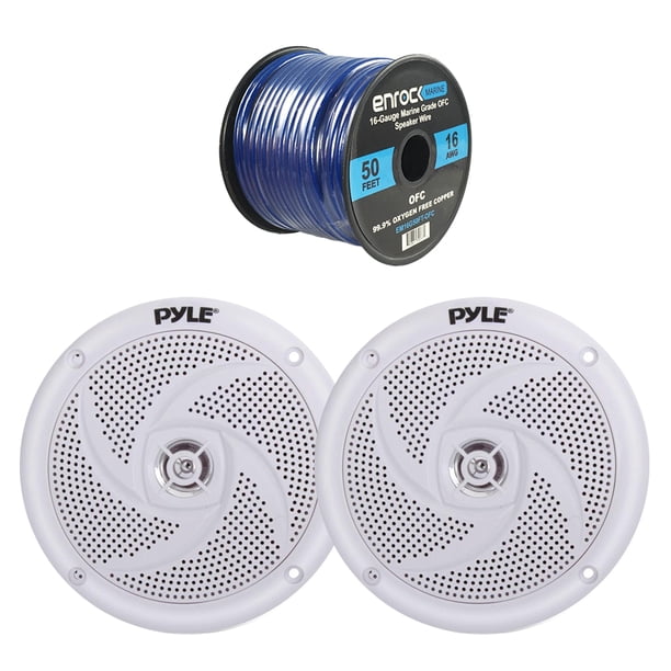 4x Pyle Marine 6.5" Waterproof Low Profile Slim Style