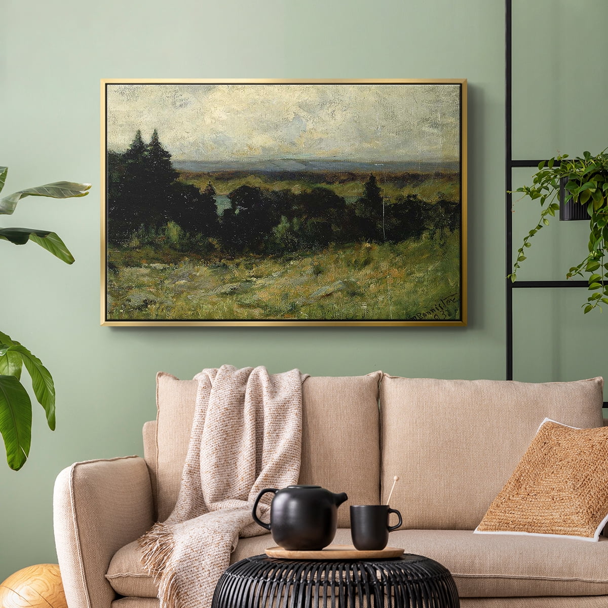 Vintage Landscape-MIII By Wexford Home Framed in Gold Wood Gallery Wrapped Canvas 25 in. x 37 in.