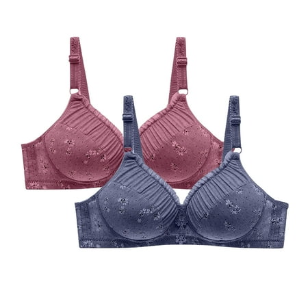 Gnurob 2 Pack Bralette for Women Wireless Bralettes Bras Beauty Back Bra Adjustable Straps Underwear Full Support Brassiere Cozy Breathable lingerie Clearance Saving White 42/95