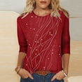 thumbnail image 2 of Jsaierl Tops for Women 3/4 Sleeve Plus Size Round Neck Shirts Cute Graphic Ladies Blouses Workout Cotton T-shirts Top S-3XL, 2 of 10
