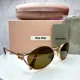 thumbnail image 4 of MIU MIU Sunglasses Gold MU 52YS Oval Slim Metal Frame Brown Lens Italy 7OE01T, 4 of 6
