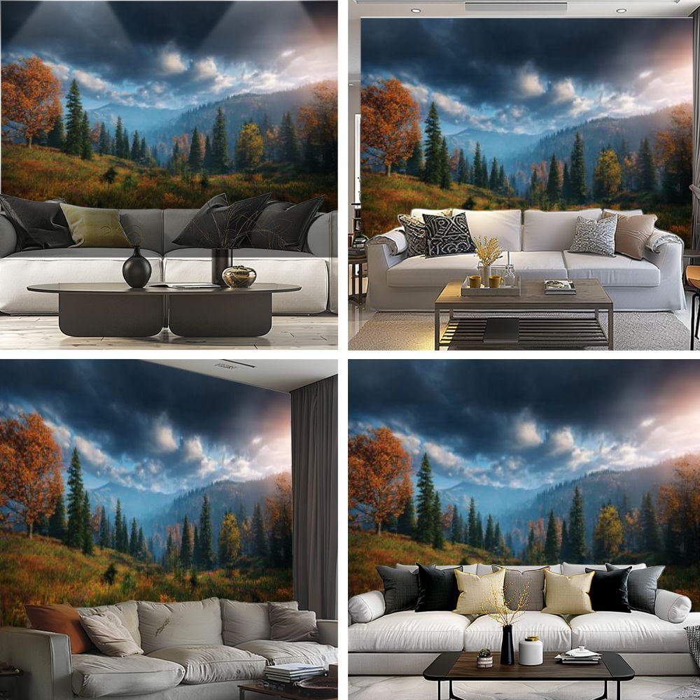 Peel and Stick Wallpaper Dramatic Autumn Landscape Modern Art Wall Mural Decor Self Adhesive and Removable 69in x 98in