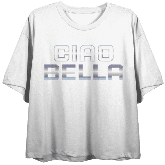 Ciao Bella Women's White Crew Neck Crop Tee-Medium