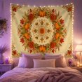 thumbnail image 2 of Autumn Pumpkins and Dahlias in Golden Wheat Field, Nostalgic Folk Art for Home Decor Lovers, Autumnal Wreath Wall Art, Thanksgiving Gift, Tapestry Wall Hanging for Living Room and Bedroom, 2 of 7