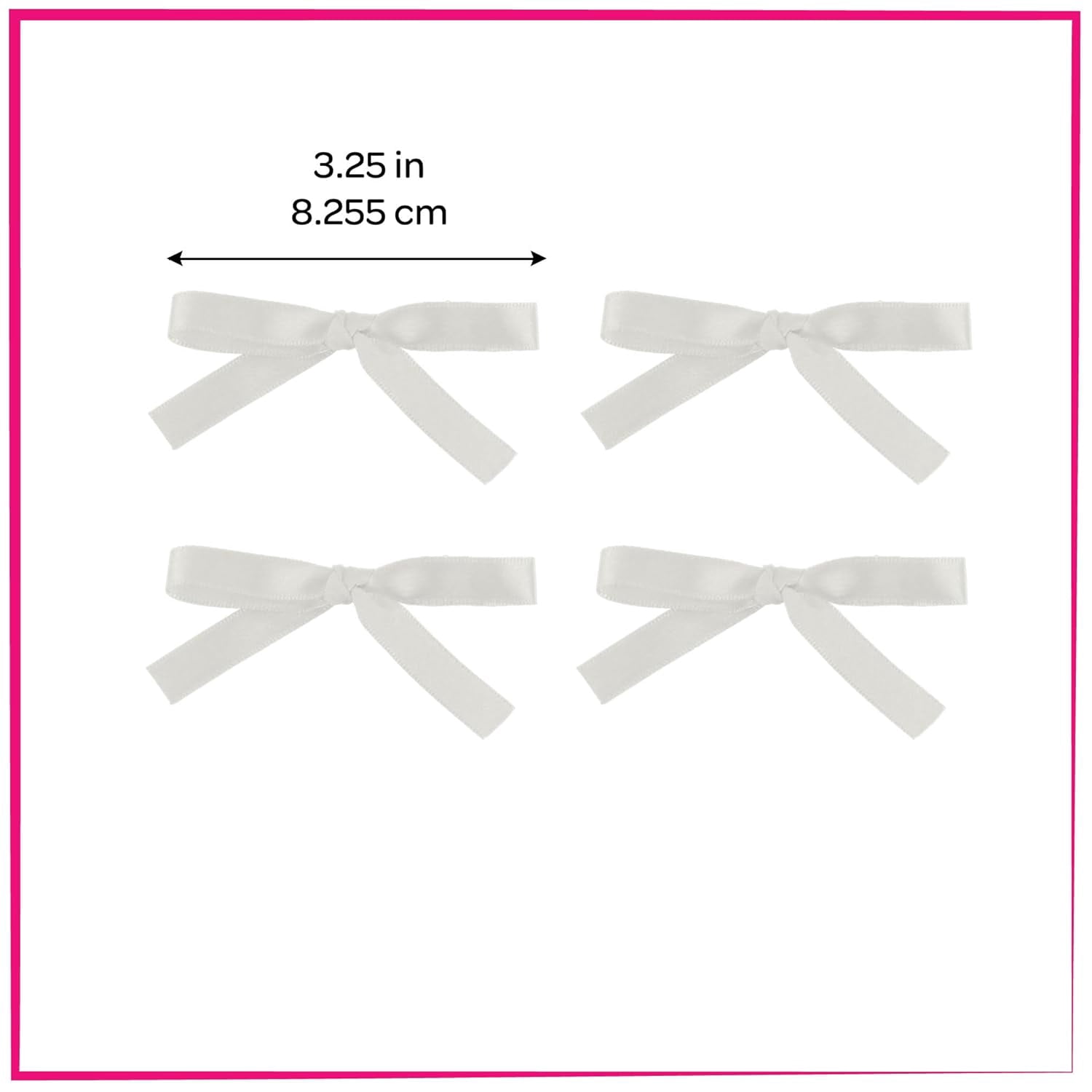 3.25 Inch Satin Ribbon Hair Bows with Alligator Clips, Set of 4 (White)