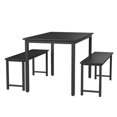 thumbnail image 6 of DKLGG 28.7 Inches Height 3 Pieces Farmhouse Kitchen Table Set with Two Benches, Black, 6 of 7