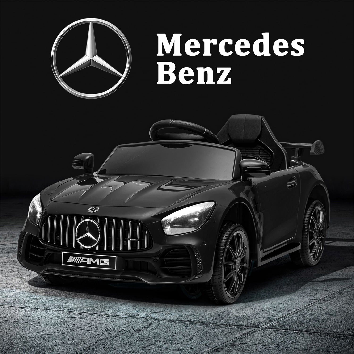 CIPACHO Dual Drive 12V Powered Ride Ons Sports Car with 2.4G Remote Control Licensed Mercedes-Benz AMG GTR for Kids, Black CIPACHO Dual Drive 12V Powered Ride Ons Sports Car with 2.4G Remote Control Licensed Mercedes-Benz AMG GTR for Kids, Black