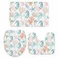 thumbnail image 2 of Teal Seahorse Starfish Bathroom Rugs Set Summer Beach Coral Shell Watercolor Non Slip Absorbent Soft Bath Mats 3 Piece Set with Bathroom Rug, U-Shaped Floor Mat, Toilet Seat Cover Small Size, 2 of 9