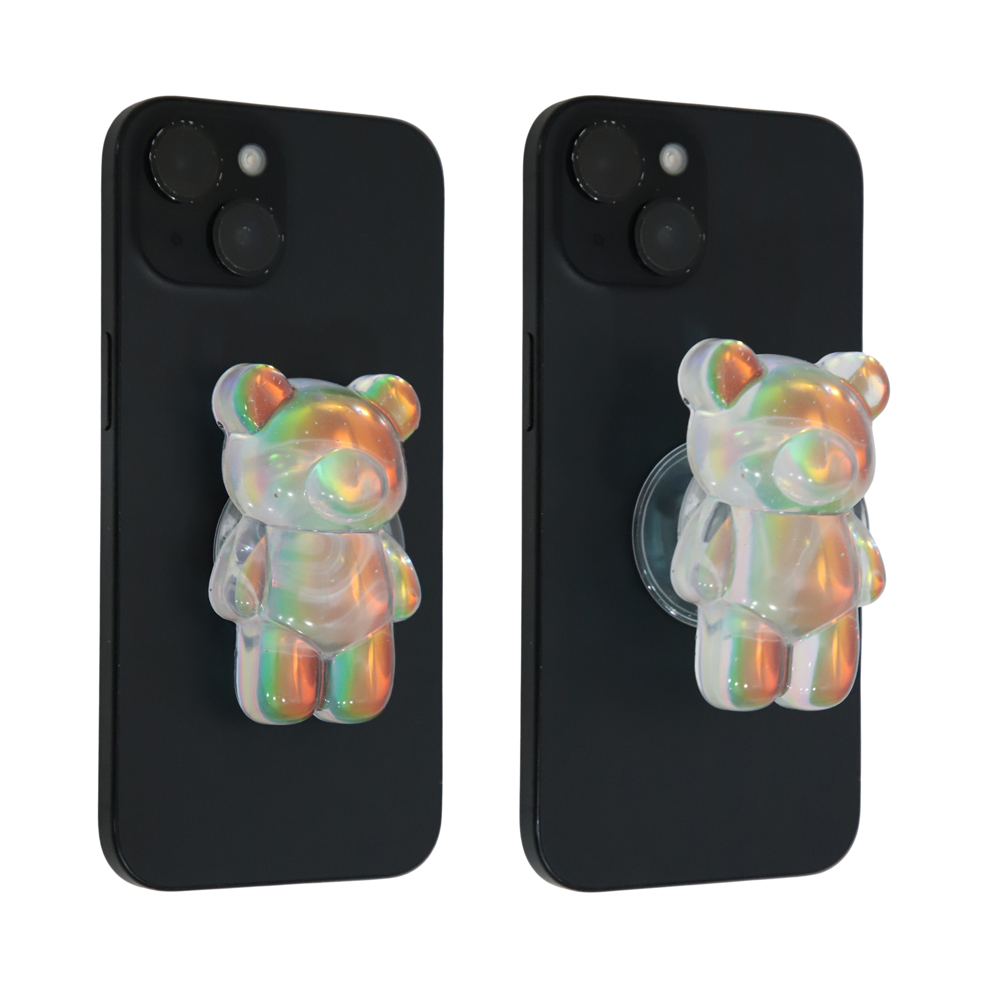 Unique Bargains Holographic Bear Phone Grip 1Pc Blue Multicolor