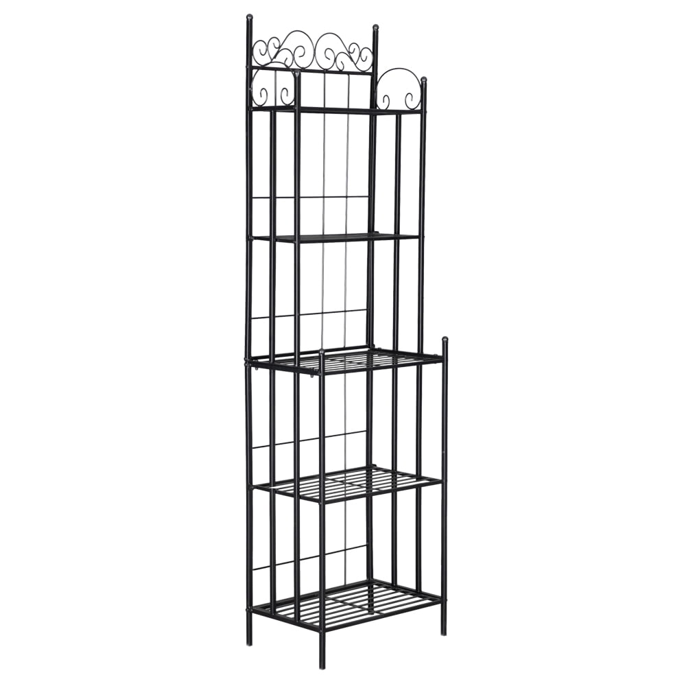 Kepooman 5 Tier Modern Metal Kitchen Dining Baker's Rack, Black Kepooman 5 Tier Modern Metal Kitchen Dining Baker's Rack, Black