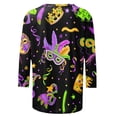 thumbnail image 5 of Aloohaidyvio Tops Clearance,Womens Mardi Gras Mask Glitter Printed T-Shirt Round Neck Seven Sleeve Top Sweatshirt,Mardi Gras Clothing Women Clearance, 5 of 5