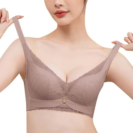 

GWAABD Tshirt Bras Lace Gathering Bra Adjustable Soft Breathable Bra with Large Breasts and Small Breasts