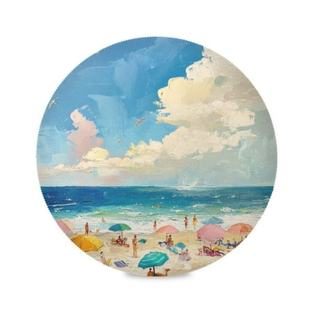 

Round Plate Mat 15.4x15.4 Inchesx6 Placemat Table Mat Kitchen Mat Coffee Mat Fabric Thick Strong Wear-Resistant Heat Resistance Beautiful Cartoon Sea