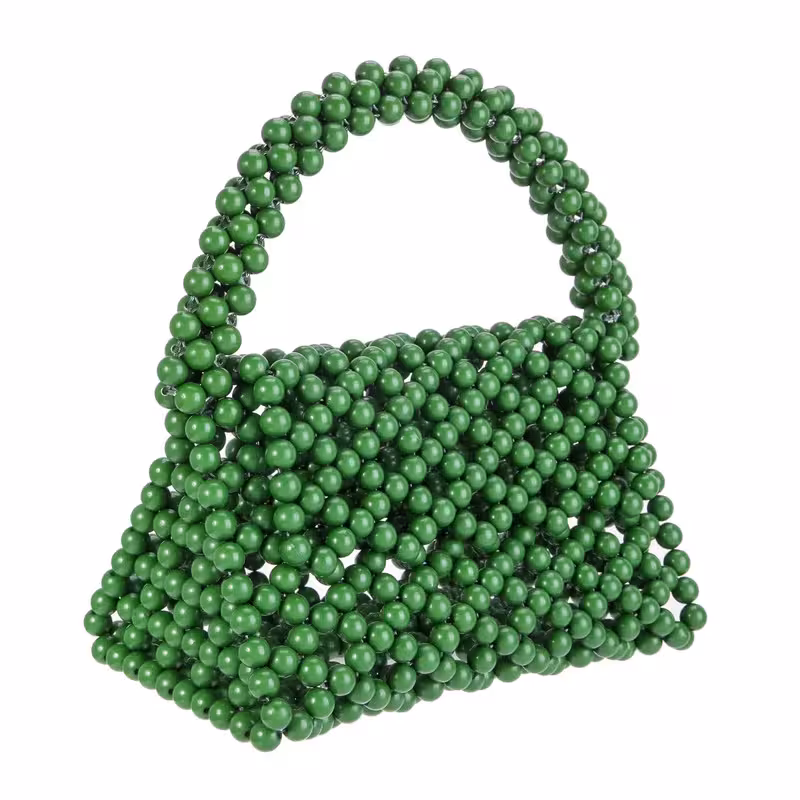 Green, variant on Candy Color Acrylic Beaded Hollow Handbag Evening Clutch Triangle Bags for Wedding Party
