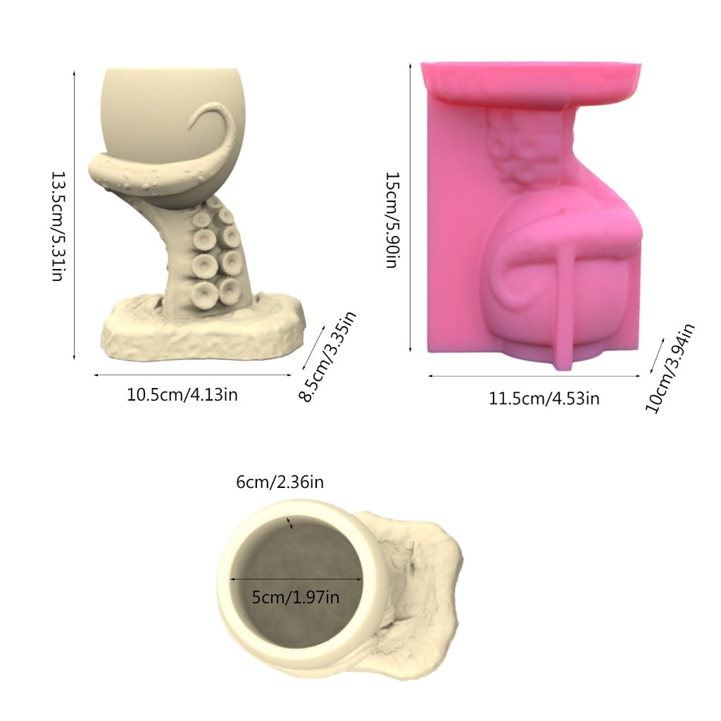 BQBQERT Flower Silicone Mold Epoxy Resin Casting Mold Vase Cement Clay Mold Pen Holder Mold