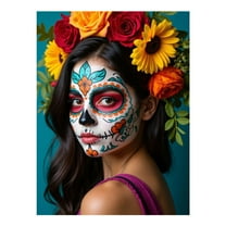 Diamond Art Kit for Adults, Day Of The Dead Face Art Flowers Diamond Painting for Adults Beginners, 5D DIY Diamond Art Painting Kits, Colorful Diamond Painting Craft for Home Decor 12x16