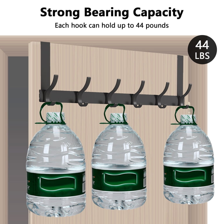BUSATIA Over-the-Door Hook Rack, Black, 6 Dual Hooks photo 3