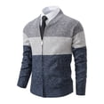 thumbnail image 2 of Casual Knitted Zipper Cardigan Sweater for Men AutumnWinter Long Sleeve Knit Cardigan Sweater Jacket with Pockets Blue M, 2 of 8