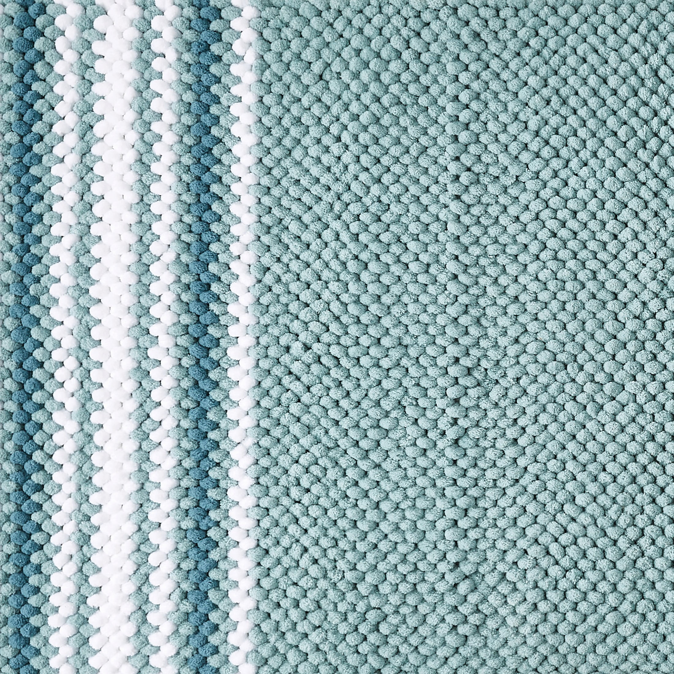 VCNY Home Aiden Jacquard Striped Aqua Polyester Bath Runner, 24" x 60"
