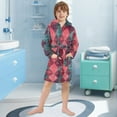 thumbnail image 5 of FORMRS Niños Bathrobe Unisex Hooded Robe Soft Plush Pajamas Sleepwear, Size 7-9T, Vibrant Green Tartan Pattern, 5 of 7