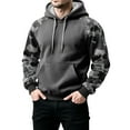 thumbnail image 5 of Men'S Hoodies Camo Sweatshirts Fashion Fall winter Hoodies Pullover Drawstring Winter Long Sleeve Shirt With Kangaroo Pocke Dark Gray 3XL, 5 of 5