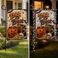 thumbnail image 4 of Halloween Trick or Treat Garden Flag with LED Lights, 12 x 18 Inch Double Sided Polyester Boo Ghost Bat Pumpkin Skull Witch Yard Flag for Farmhouse Holiday Decor, 4 of 5