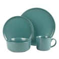 thumbnail image 2 of 10 Strawberry Street Double Line 16 Piece Stoneware Dinnerware Set, Emerald Green, 2 of 7