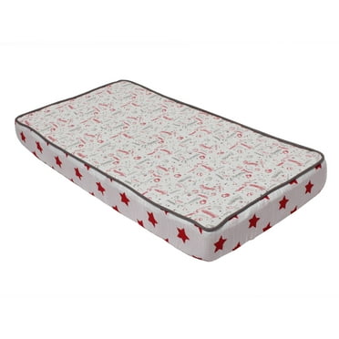 Bacati - Sports Muslin Quilted Top 100% Cotton with poly batting Changing Pad Cover, Baseball Red/Grey