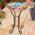 thumbnail image 2 of LuxenHome Flamingo Glass Birdbath with Metal Stand, 2 of 10