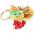 thumbnail image 5 of KAKOWELY Llavero de estilo chino con forma de dragón de dibujos animados chinos, colgante de dragón con lingote., 5 of 5