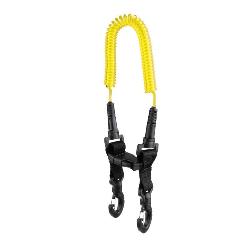 Scuba Diving Coiled Lanyard Quick Release Clip with snap hook Neon Yellow 