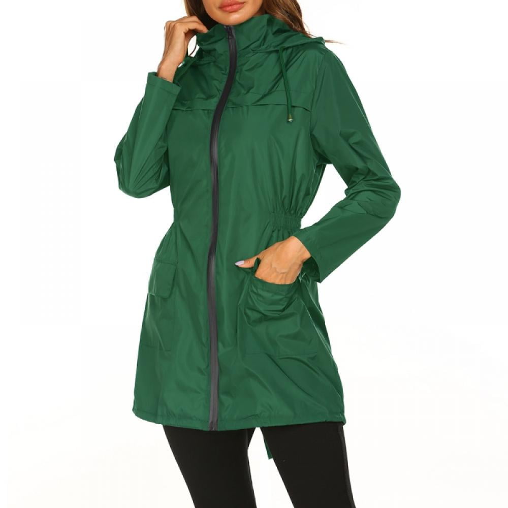 Details about   Long Raincoat For Ladies Waterproof Hooded Jacket Women's Outdoor Rain Cover New 