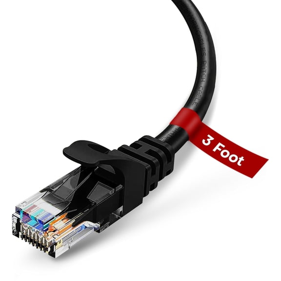 Cat6 Ethernet Patch Cable, 3ft (1 Pack), 10Gbps, 550MHz, Black