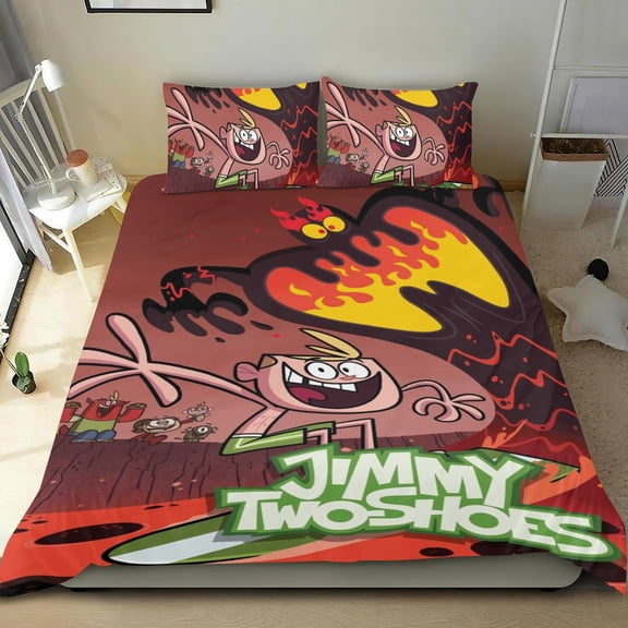 Jimmy Two Shoes Themed Bed Sheet Set Three Piece Set 53x79 Inches Comfortable And Skin Friendly Unique Design Creating A Star Studded Night Home Decor Gifts For Family Friends fans