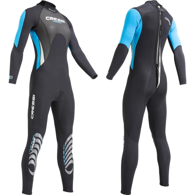 Traje de neopreno Cressi Morea 3 mm para mujer, una pieza, negro y aguamarina, talla S