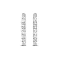 TimeLe$$ Classics 0.25 Carat TW Double Sided Round Natural Diamond Ladies Huggies Hoop Earrings in 10K White Gold