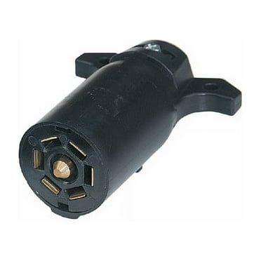 CTW 7 Way Flat Pin Plug, ABS Black Housing, 6-24 Volt, for Truck Trailer LED Light Wiring