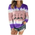 thumbnail image 2 of Hauts de Sortie pour Femmes Imprimé Teinture sur Nœuds Patchwork Col Rond T-Shirt Décontracté Tee Blouse Hauts Blouse pour Femmes en Liquidation, 2 of 7