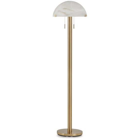 Signature Design by Ashley Tobbinsen 61" Art Deco Glass Dome Metal Floor Lamp with Pull Chains, Brass