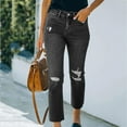 thumbnail image 2 of Birdeem Fashion Women Pockets Button Mid Waist Skinny Ripped Jeans Trousers Hole Pants, 2 of 9