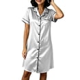 thumbnail image 5 of Tranfacy Women Summer Sleepshirt Solid Open Front Short Sleeve Dress Casual Indoor Loungewear, 5 of 5