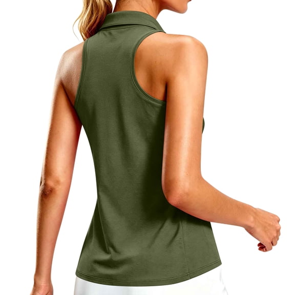 Sleeveless Golf Tank Tops For Women Quarter Zip Collared Racerback Blouse Summer Casual Workout Athletic Tennis Tee Shirt