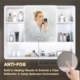 thumbnail image 5 of GZXS 35" x 28" Aluminum LED Mirror Cabinet, Wall-Mount/Recessed Bathroom Medicine Cabinet with Defogging, 3-Color Dimmable LED, Cosmetic Storage Rack & Hair Dryer Holder, White, 5 of 10