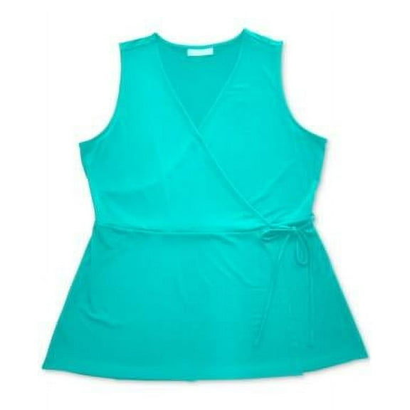 MSRP $40 Charter Club Cotton V-Neck Wrap Top Blue Size Small