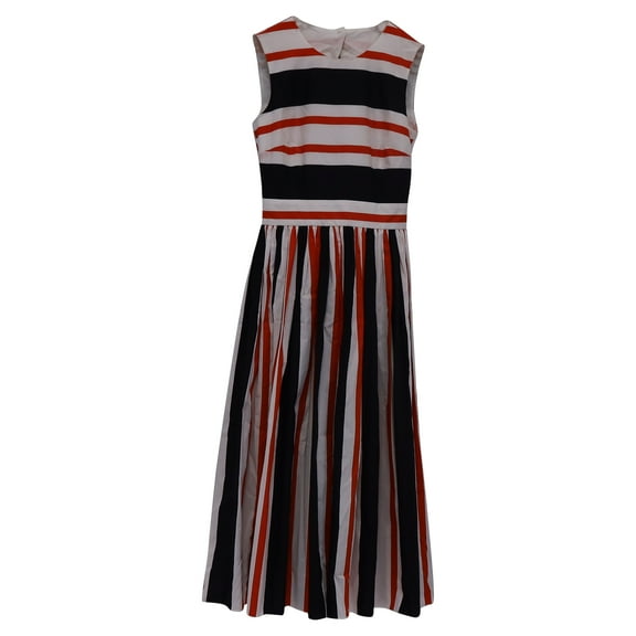 Pre-Owned Dolce & Gabbana Striped Midi Dress in Multicolor Cotton