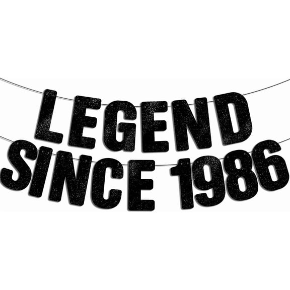 Black Glitter Legend Since 1986 Banner, 1986 Born 40th Birthday Letter Garland, Vintage Birthday Party Backdrop Sign Decor for Men Women Birthday Party Supplies