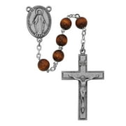 McVan R435F 7 mm Round Wood Cross Rosary Set - Brown