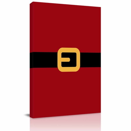 Canvas Wall Art Christmas Santa Framed Canvas Prints for Bedroom Bathroom Black Golden Belt Red Backdrop Gallery Wrapped Wall Decor for Home Office Gifts 11 x14 Ship Next Day