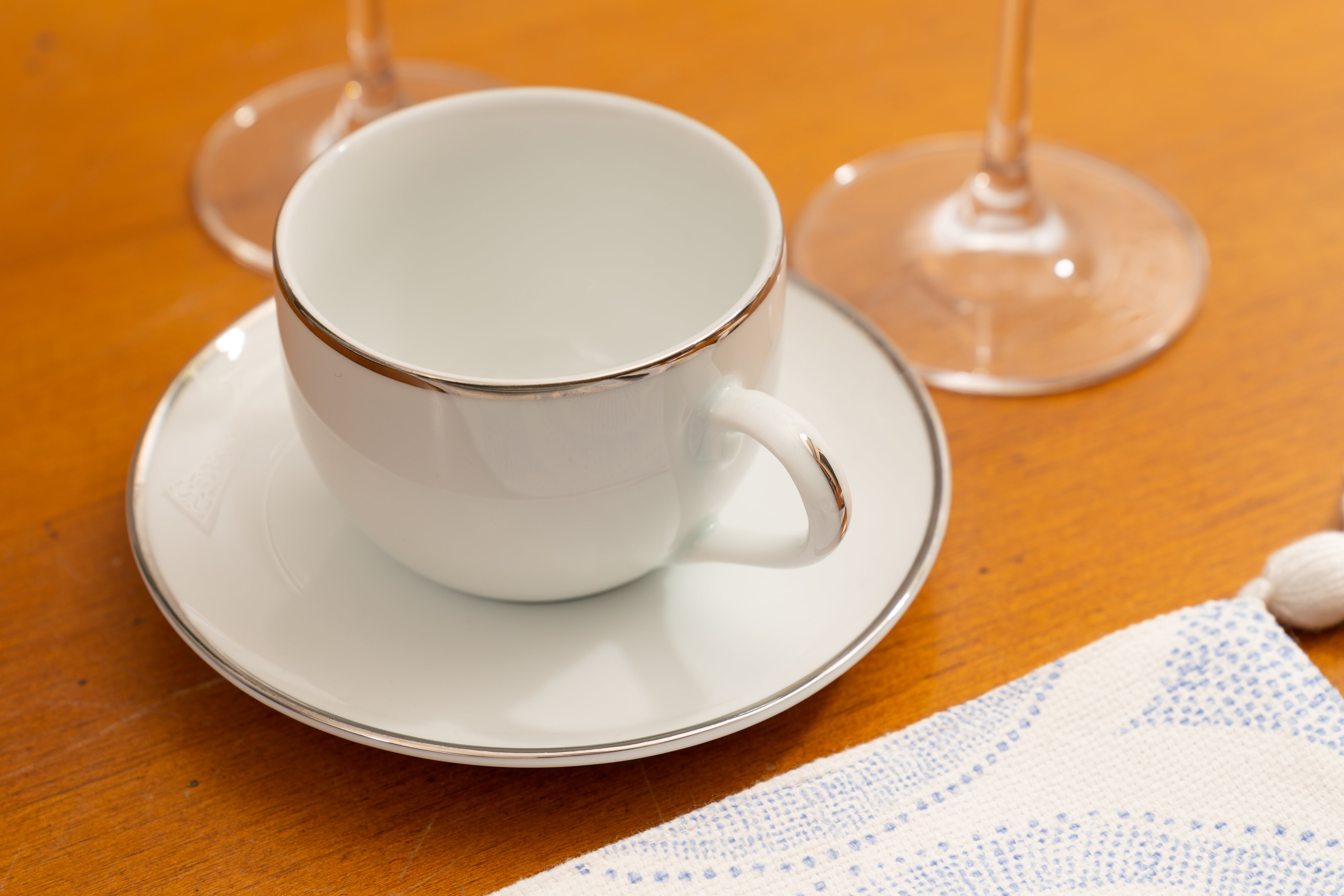 10 Strawberry Street Coupe Silver Line Porcelain Cup & Saucer Set of 6