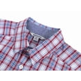 thumbnail image 6 of Bienzoe Boy's Cotton Plaid Roll Up Button Down Shirts Marine/Dark Red 9/10, 6 of 9